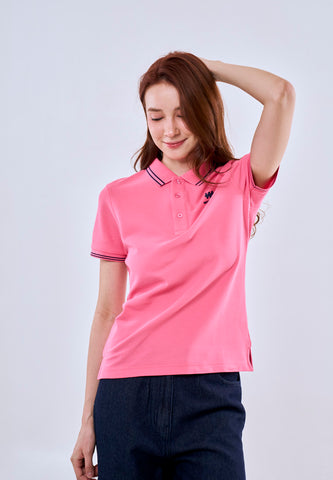 Mossimo Rose Red Polo Tee with Tipping on Collar For Women
