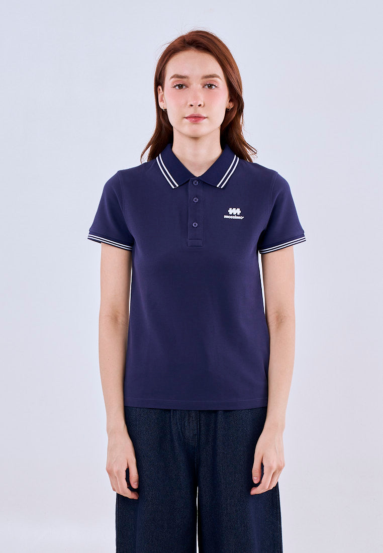 Mossimo Navy Blue Polo Tee with Tipping on Collar For Women