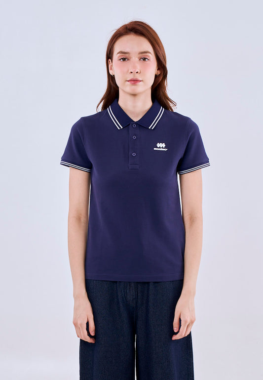 Mossimo Navy Blue Polo Tee with Tipping on Collar For Women