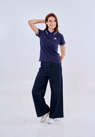 Mossimo Navy Blue Polo Tee with Tipping on Collar For Women