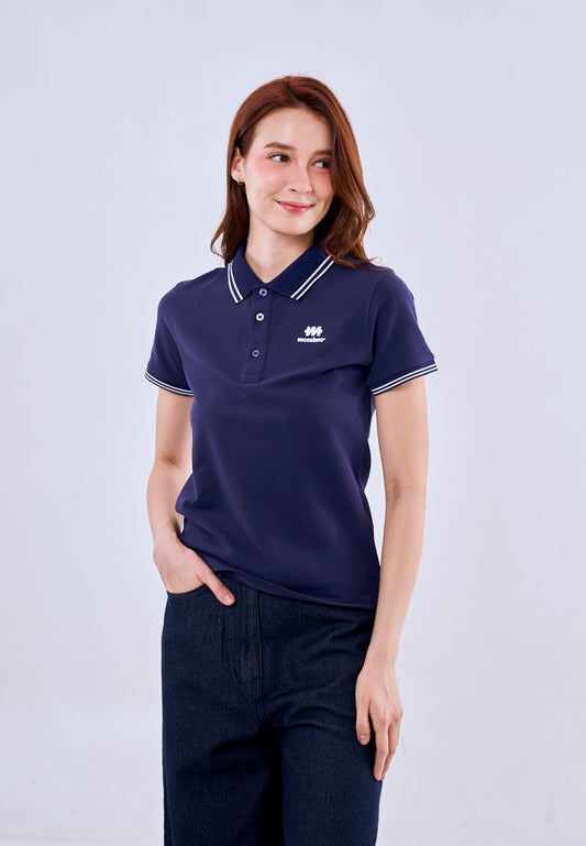 Mossimo Navy Blue Polo Tee with Tipping on Collar For Women