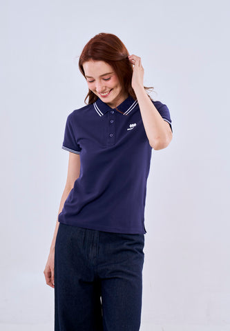 Mossimo Navy Blue Polo Tee with Tipping on Collar For Women