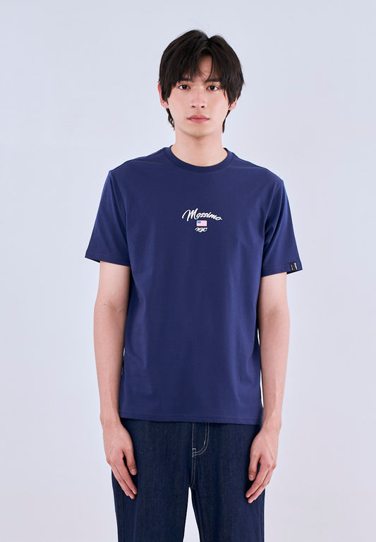 Mossimo Albie Blue Round Neck Classic Fit Tee For Men