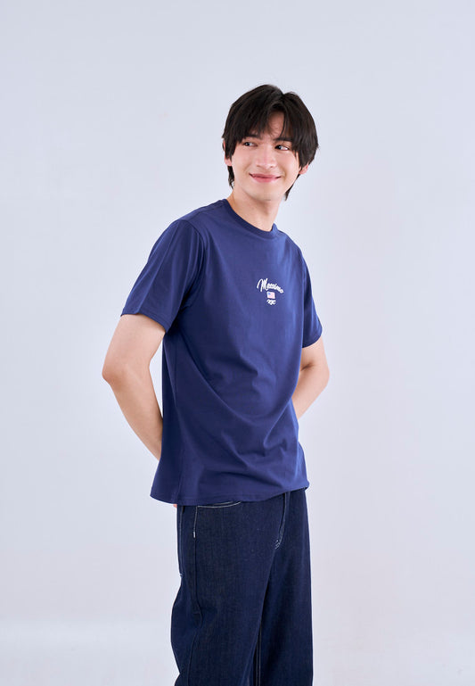 Mossimo Albie Blue Round Neck Classic Fit Tee For Men