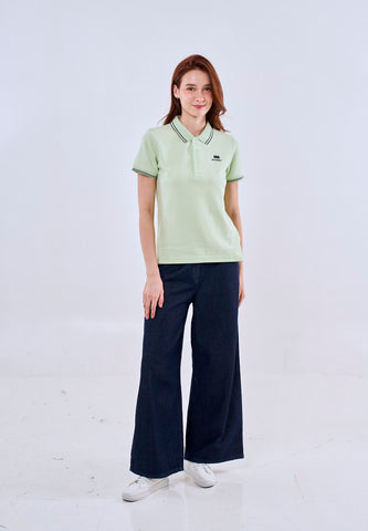 Mossimo Light Green Polo Tee with Tipping on Collar For Women