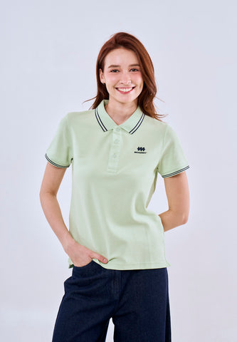 Mossimo Light Green Polo Tee with Tipping on Collar For Women