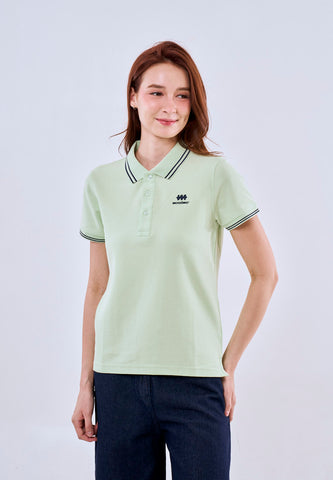 Mossimo Light Green Polo Tee with Tipping on Collar For Women