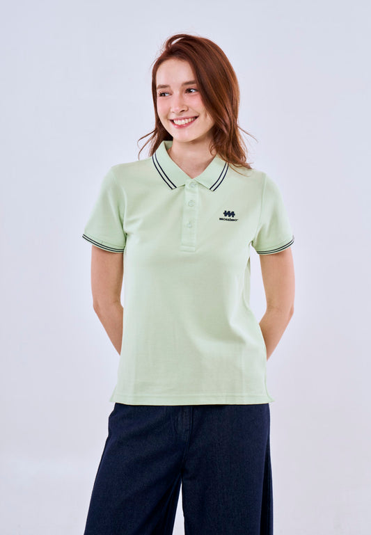Mossimo Light Green Polo Tee with Tipping on Collar For Women