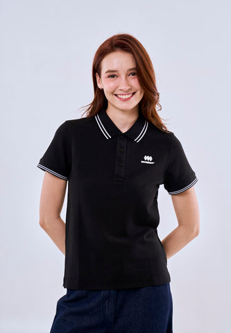 Mossimo Black Polo Tee with Tipping on Collar For Women