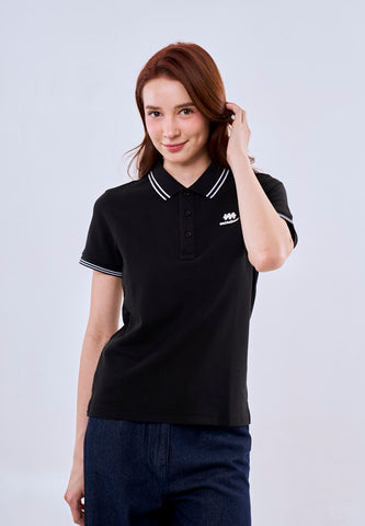 Mossimo Black Polo Tee with Tipping on Collar For Women