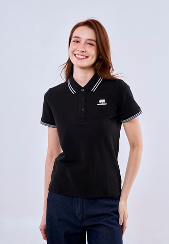 Mossimo Black Polo Tee with Tipping on Collar For Women