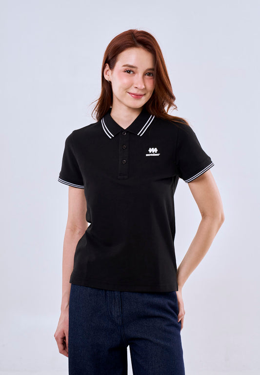 Mossimo Black Polo Tee with Tipping on Collar For Women