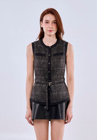 Mossimo Eleanor Black Vintage Fit Tweed Long Top Fashion For Women