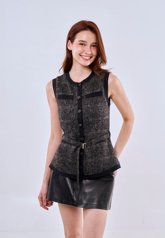 Mossimo Eleanor Black Vintage Fit Tweed Long Top Fashion For Women