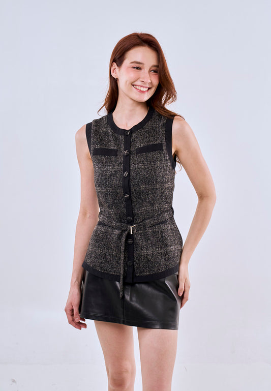 Mossimo Eleanor Black Vintage Fit Tweed Long Top Fashion For Women