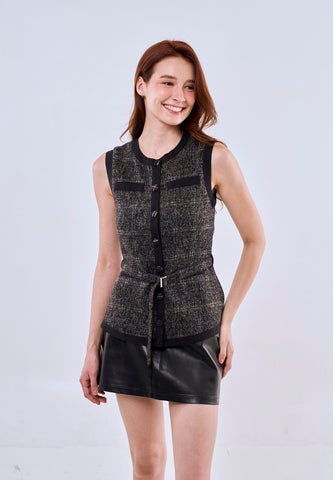 Mossimo Eleanor Black Vintage Fit Tweed Long Top Fashion For Women