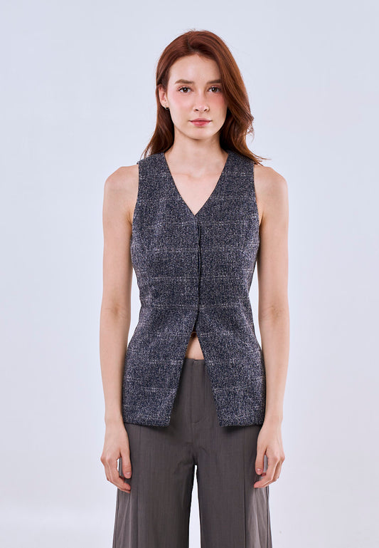 Mossimo Hannah Dark Blue Vintage Fit Tweed Blazer Top Fashion For Women