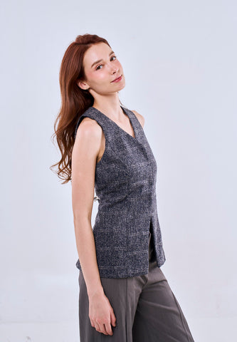 Mossimo Hannah Dark Blue Vintage Fit Tweed Blazer Top Fashion For Women