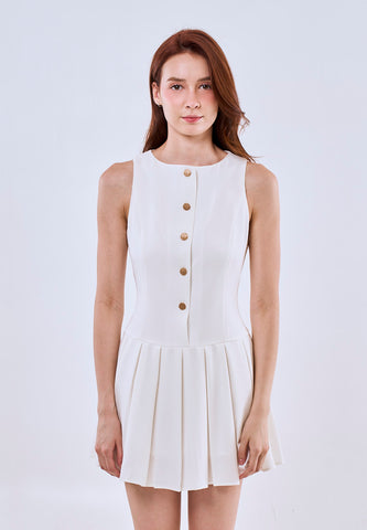 Mossimo Aria White Halter Button Down Pleated Mini Dress For Women
