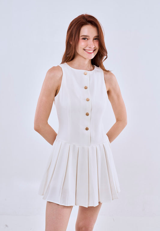Mossimo Aria White Halter Button Down Pleated Mini Dress For Women