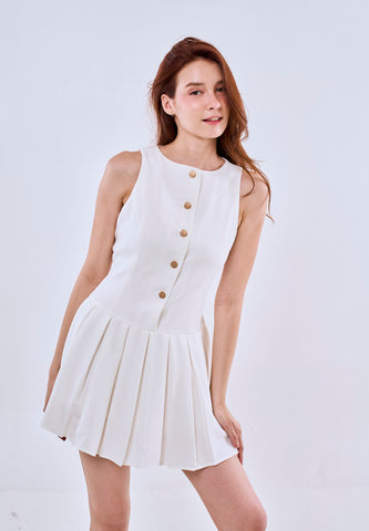 Mossimo Aria White Halter Button Down Pleated Mini Dress For Women