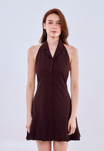 Mossimo Kaia Wine Red Vest Collar Mini Dress For Women
