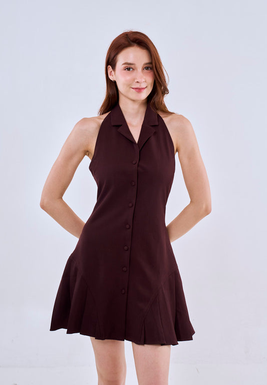 Mossimo Kaia Wine Red Vest Collar Mini Dress For Women