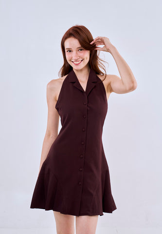 Mossimo Kaia Wine Red Vest Collar Mini Dress For Women