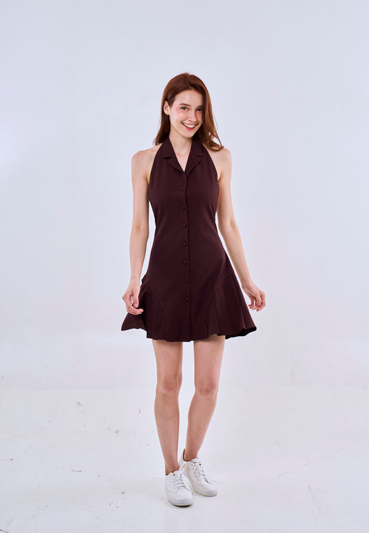 Mossimo Kaia Wine Red Vest Collar Mini Dress For Women