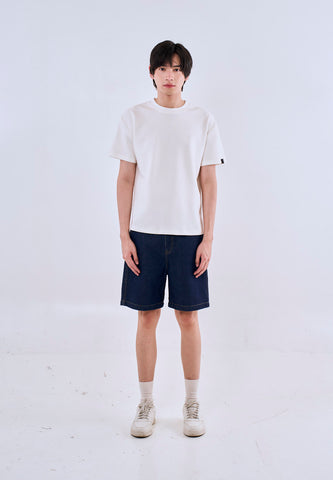 Mossimo Xander Dark Blue Denim Shorts w/ Contrast Stitch For Men