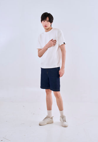 Mossimo Xander Dark Blue Denim Shorts w/ Contrast Stitch For Men