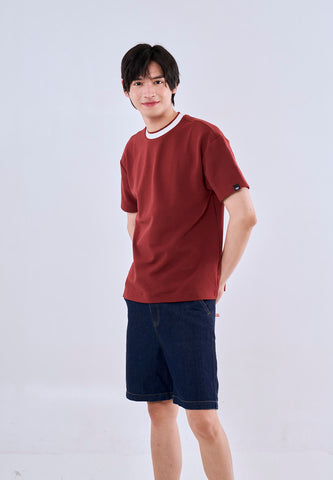 Mossimo Dominic Maroon Urban Fit Tee Premium Round Neck For Men