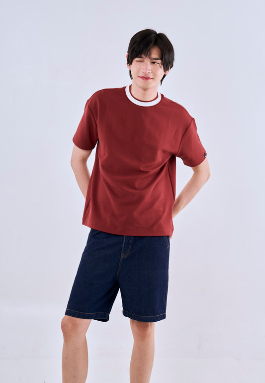 Mossimo Dominic Maroon Urban Fit Tee Premium Round Neck For Men