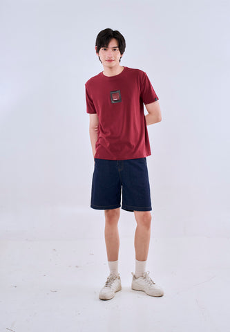 Mossimo Levi Maroon Unisex Fit Tee