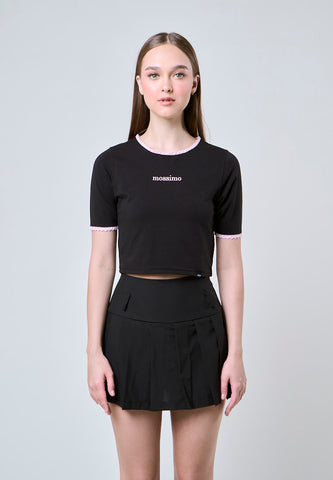 Mossimo Asha Black Retro Cropped Fit Tee