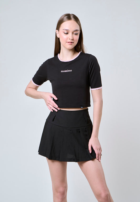 Mossimo Asha Black Retro Cropped Fit Tee