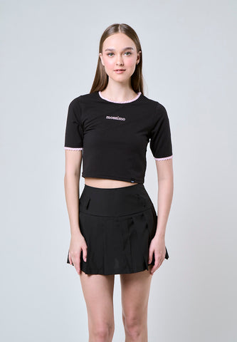 Mossimo Asha Black Retro Cropped Fit Tee