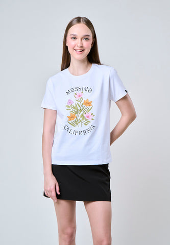 Mossimo Calista Floral White Classic Fit Tee