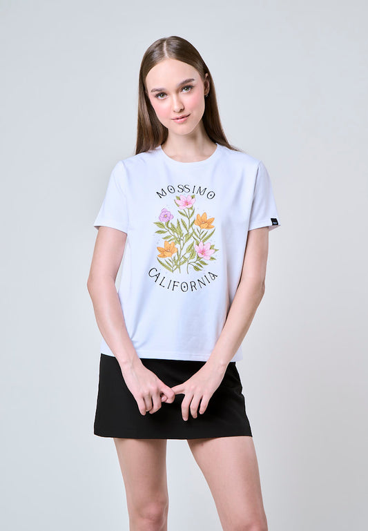 Mossimo Calista Floral White Classic Fit Tee
