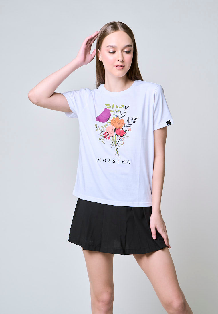 Mossimo Amaya White Floral Classic Fit Tee
