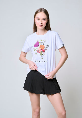 Mossimo Amaya White Floral Classic Fit Tee