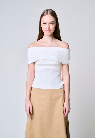 Mossimo Aurora White Off Shoulder Knits Top