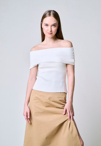 Mossimo Aurora White Off Shoulder Knits Top