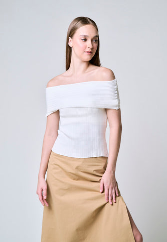 Mossimo Aurora White Off Shoulder Knits Top