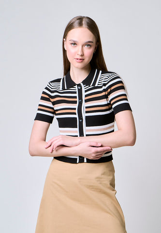 Mossimo Audrey Black Brown Stripe Knits Top