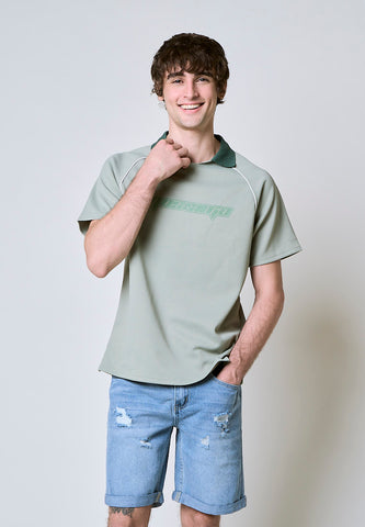 Mossimo Austin Sage Green Raglan Comfort Polo Shirt