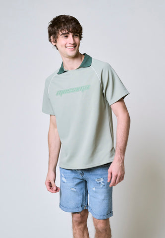 Mossimo Austin Sage Green Raglan Comfort Polo Shirt