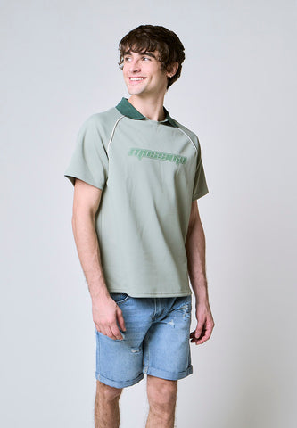 Mossimo Austin Sage Green Raglan Comfort Polo Shirt