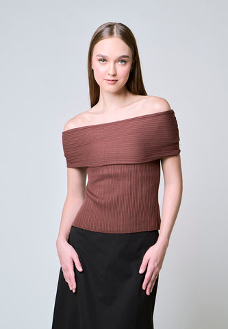 Mossimo Aurora Brown Off Shoulder Knits Top
