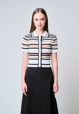 Mossimo Audrey White Brown Stripe Knits Top
